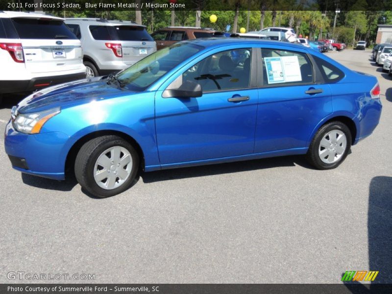 Blue Flame Metallic / Medium Stone 2011 Ford Focus S Sedan