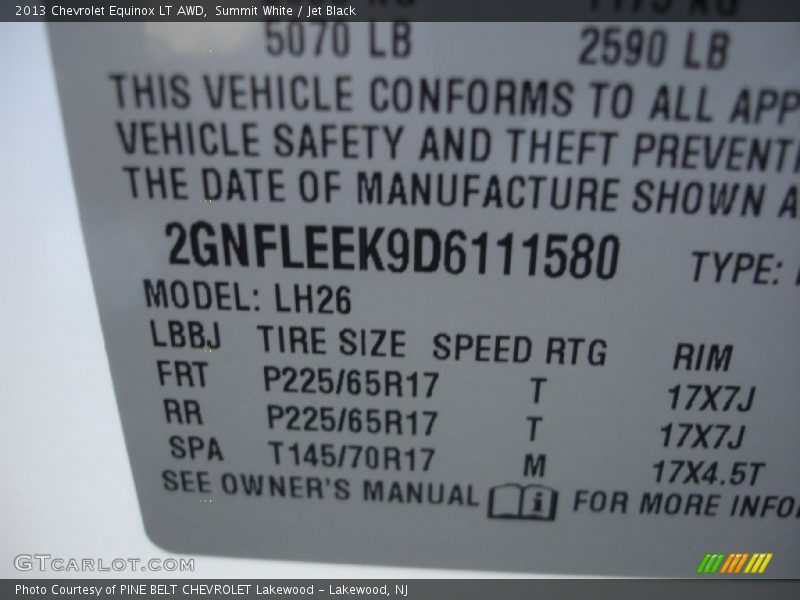 Summit White / Jet Black 2013 Chevrolet Equinox LT AWD