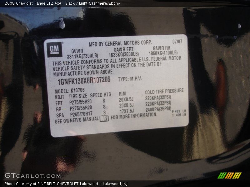 Black / Light Cashmere/Ebony 2008 Chevrolet Tahoe LTZ 4x4