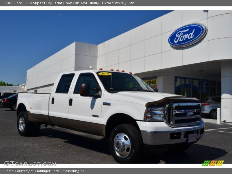Oxford White / Tan 2005 Ford F350 Super Duty Lariat Crew Cab 4x4 Dually