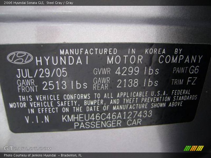 Steel Gray / Gray 2006 Hyundai Sonata GLS