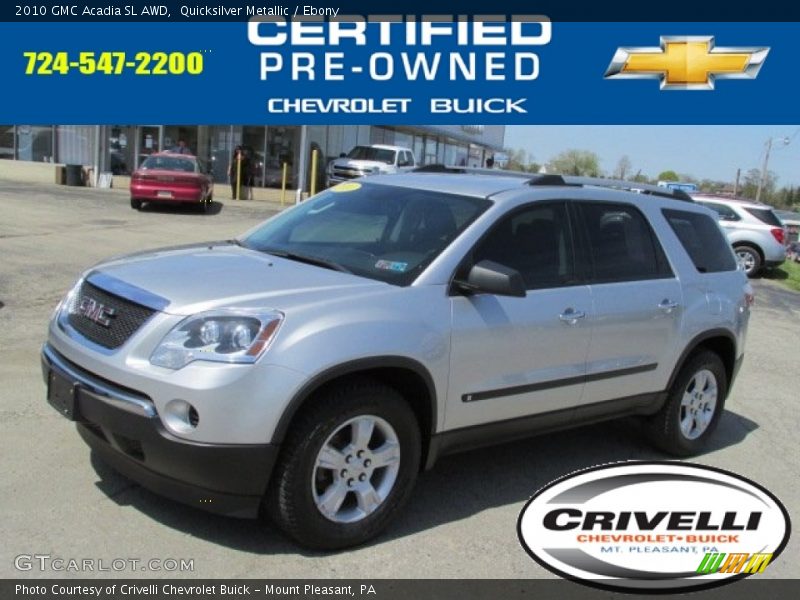 Quicksilver Metallic / Ebony 2010 GMC Acadia SL AWD