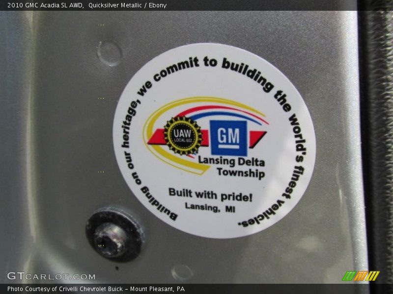 Quicksilver Metallic / Ebony 2010 GMC Acadia SL AWD