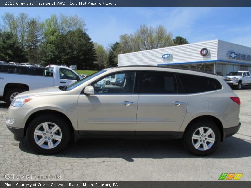 Gold Mist Metallic / Ebony 2010 Chevrolet Traverse LT AWD