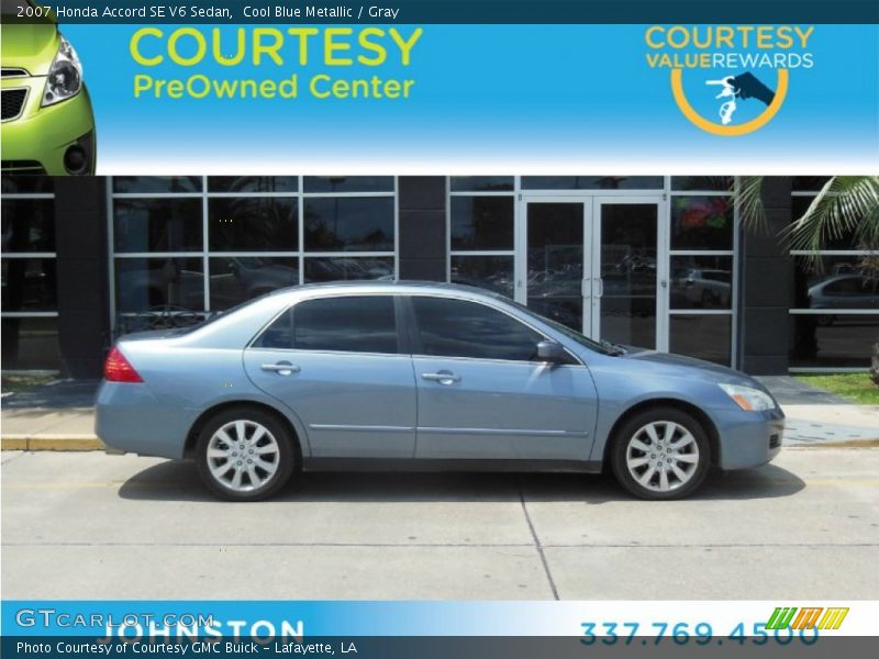 Cool Blue Metallic / Gray 2007 Honda Accord SE V6 Sedan