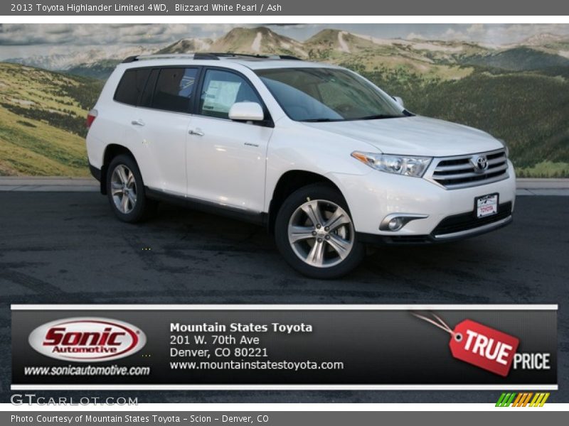 Blizzard White Pearl / Ash 2013 Toyota Highlander Limited 4WD