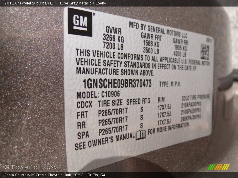 Taupe Gray Metallic / Ebony 2011 Chevrolet Suburban LS