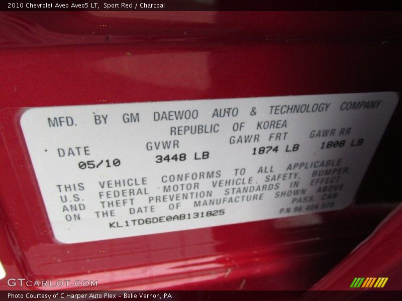 Sport Red / Charcoal 2010 Chevrolet Aveo Aveo5 LT