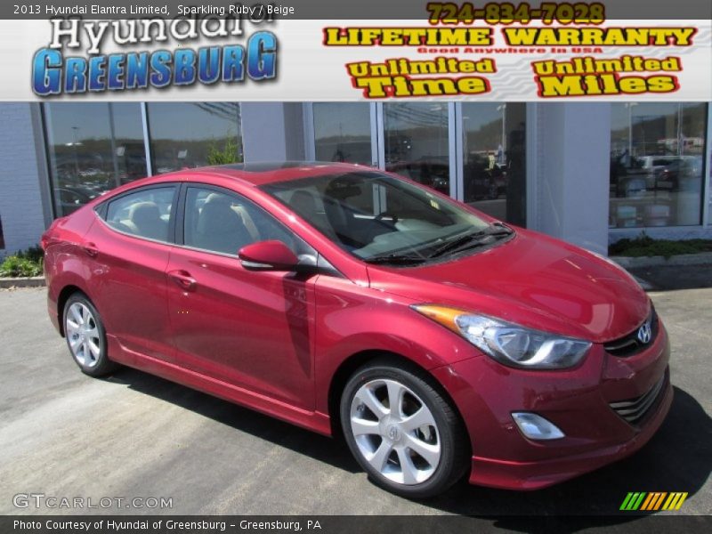 Sparkling Ruby / Beige 2013 Hyundai Elantra Limited