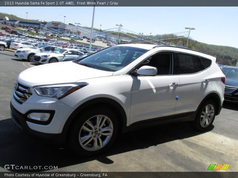 Frost White Pearl / Gray 2013 Hyundai Santa Fe Sport 2.0T AWD