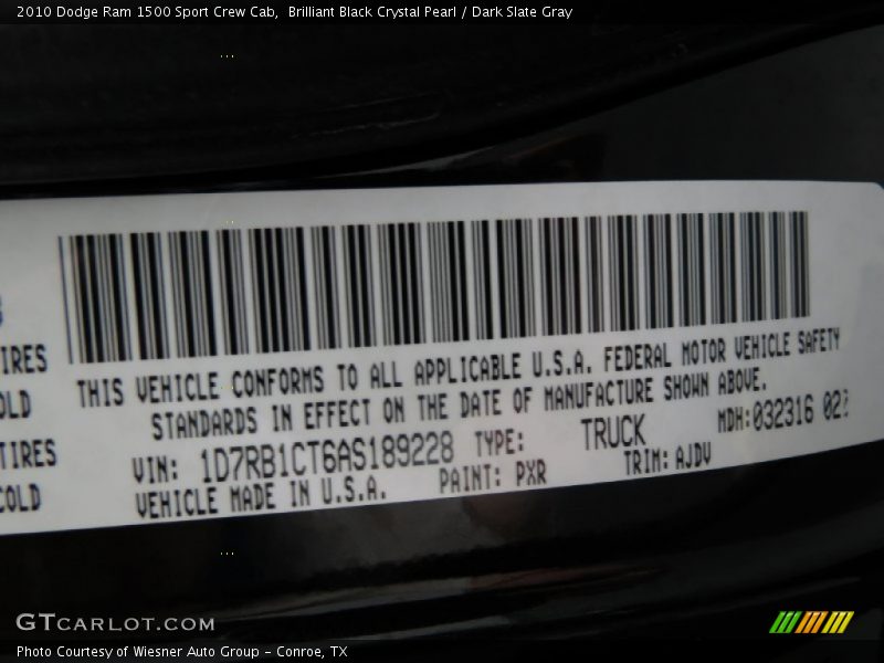 Brilliant Black Crystal Pearl / Dark Slate Gray 2010 Dodge Ram 1500 Sport Crew Cab