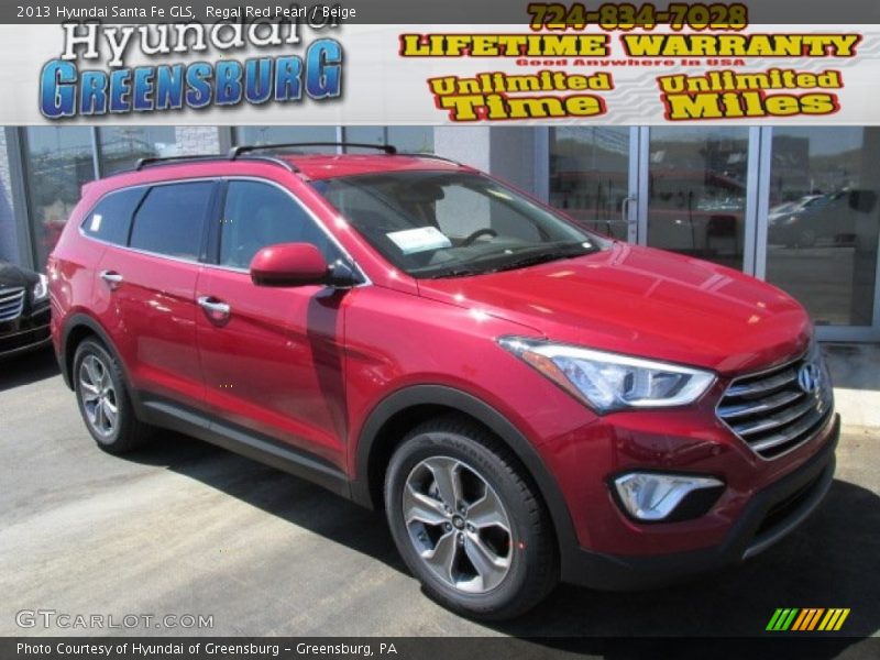 Regal Red Pearl / Beige 2013 Hyundai Santa Fe GLS