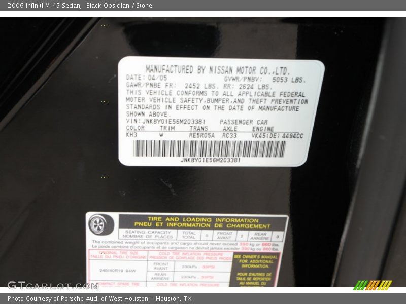 Black Obsidian / Stone 2006 Infiniti M 45 Sedan