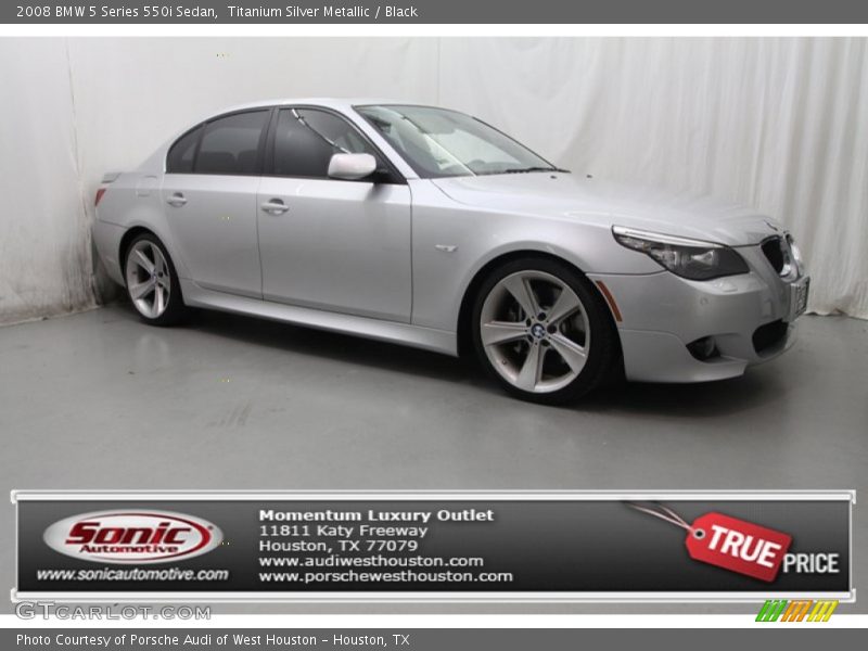 Titanium Silver Metallic / Black 2008 BMW 5 Series 550i Sedan