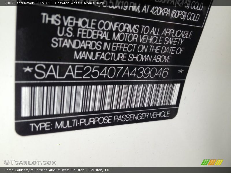 Chawton White / Alpaca Beige 2007 Land Rover LR3 V8 SE