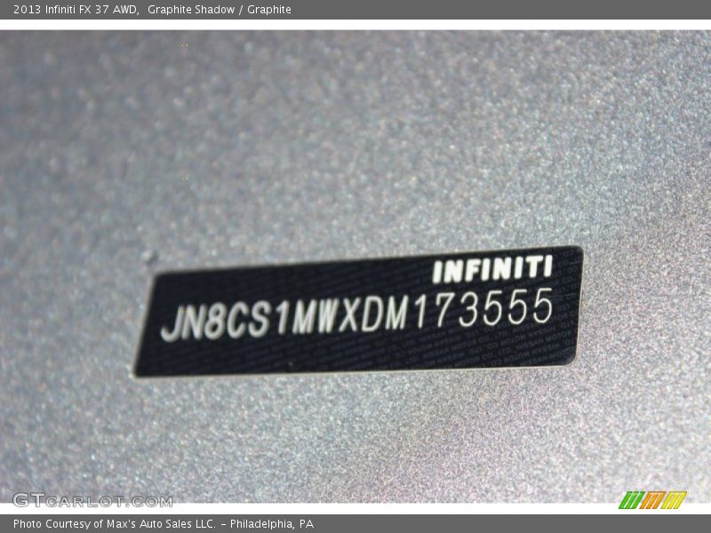 Graphite Shadow / Graphite 2013 Infiniti FX 37 AWD