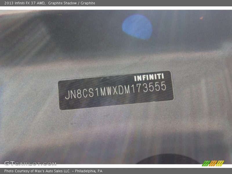 Graphite Shadow / Graphite 2013 Infiniti FX 37 AWD