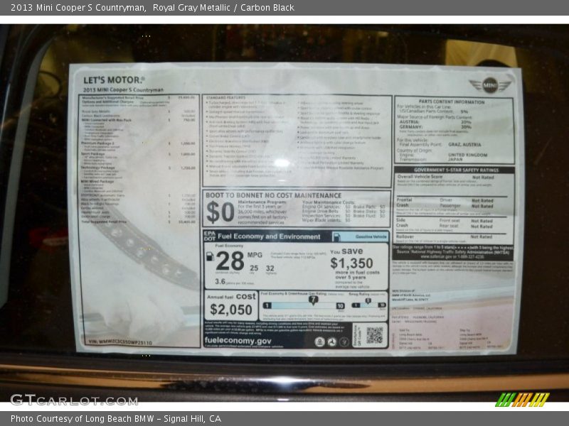 Royal Gray Metallic / Carbon Black 2013 Mini Cooper S Countryman
