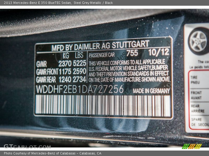 Steel Grey Metallic / Black 2013 Mercedes-Benz E 350 BlueTEC Sedan