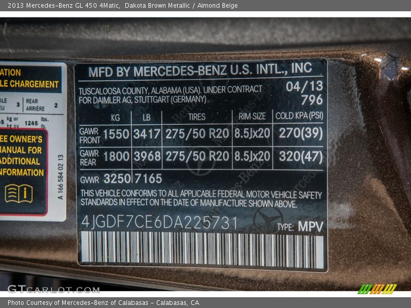 Dakota Brown Metallic / Almond Beige 2013 Mercedes-Benz GL 450 4Matic