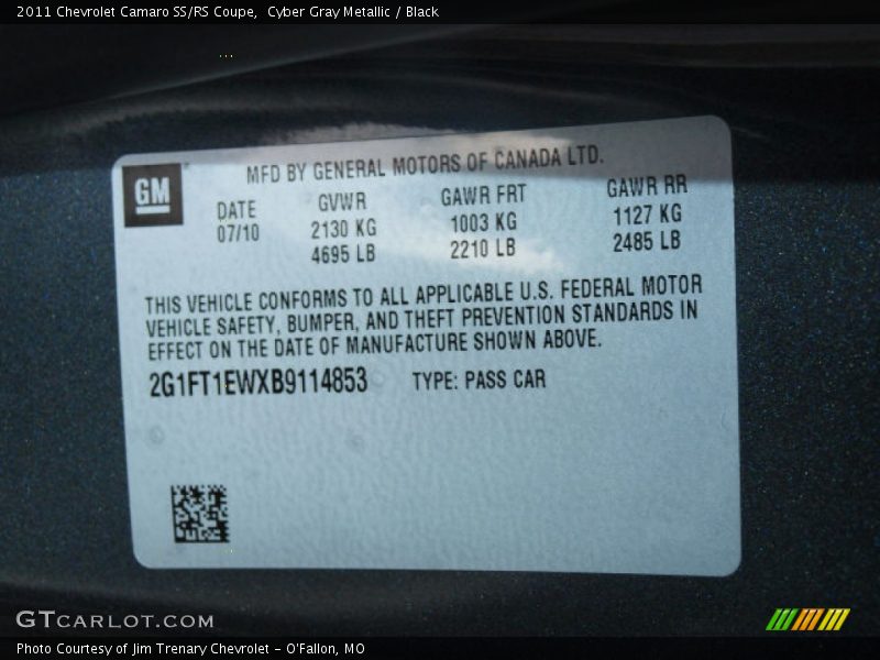 Cyber Gray Metallic / Black 2011 Chevrolet Camaro SS/RS Coupe