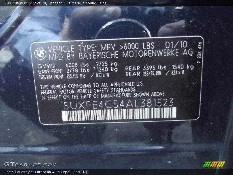 Monaco Blue Metallic / Sand Beige 2010 BMW X5 xDrive30i
