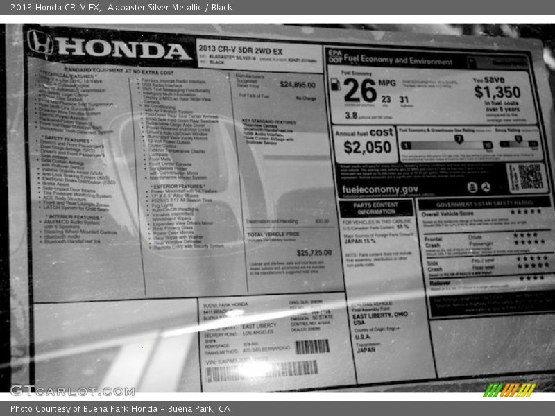 Alabaster Silver Metallic / Black 2013 Honda CR-V EX