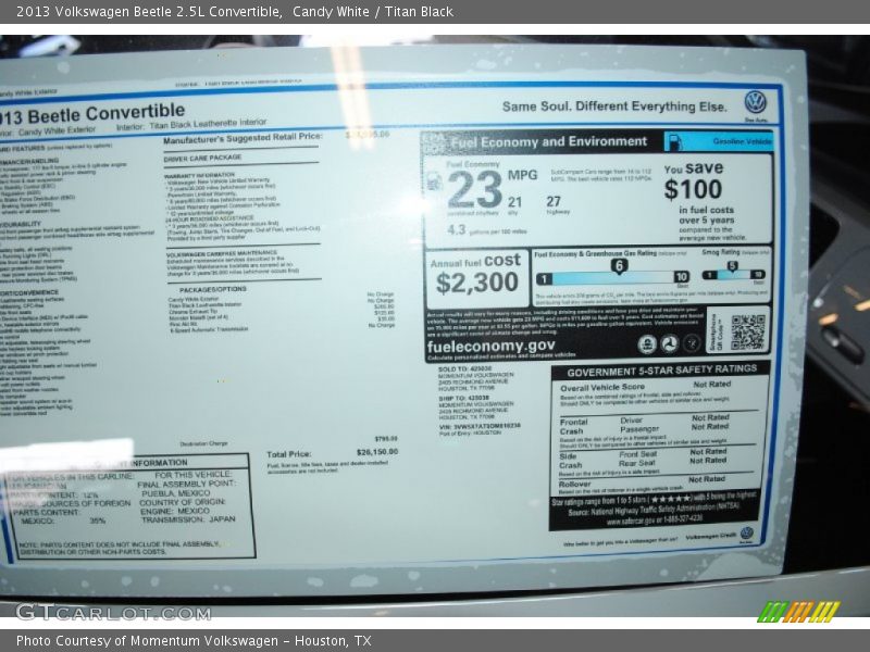 Candy White / Titan Black 2013 Volkswagen Beetle 2.5L Convertible