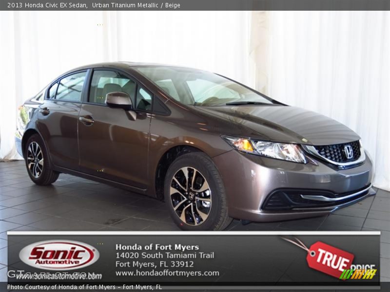 Urban Titanium Metallic / Beige 2013 Honda Civic EX Sedan