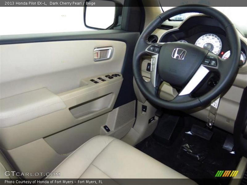 Dark Cherry Pearl / Beige 2013 Honda Pilot EX-L