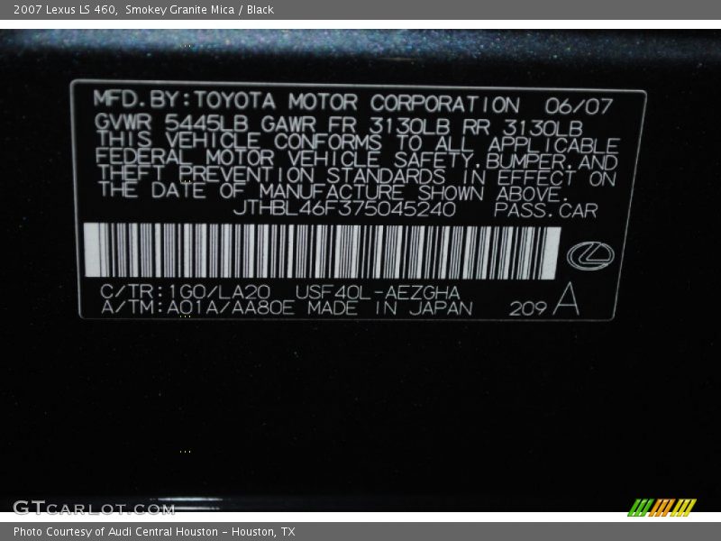 Smokey Granite Mica / Black 2007 Lexus LS 460