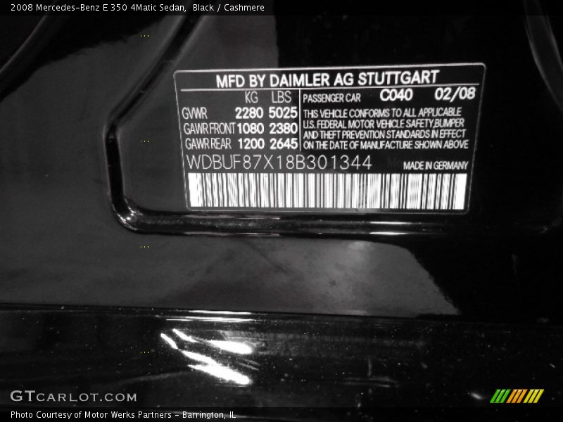 Black / Cashmere 2008 Mercedes-Benz E 350 4Matic Sedan