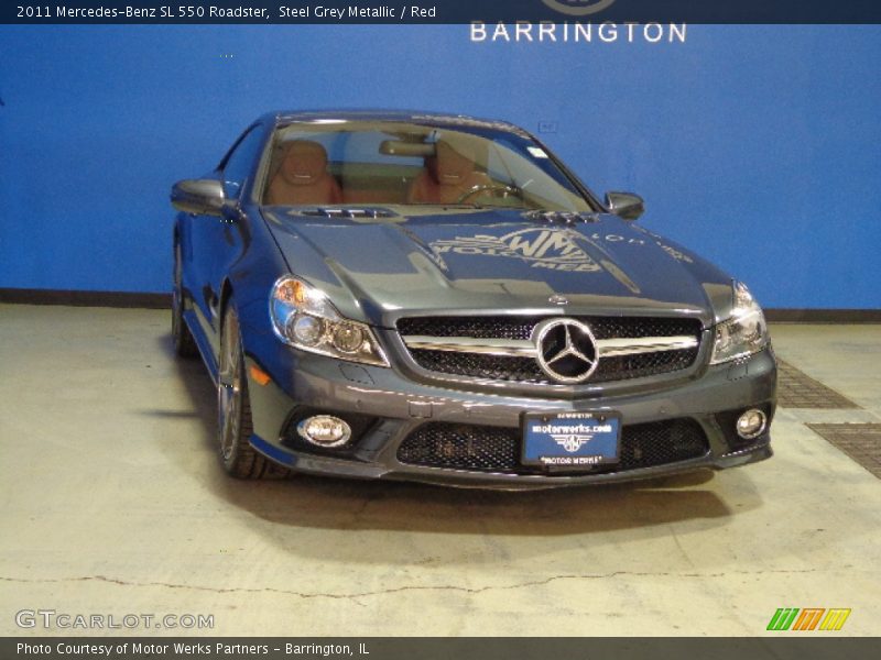 Steel Grey Metallic / Red 2011 Mercedes-Benz SL 550 Roadster