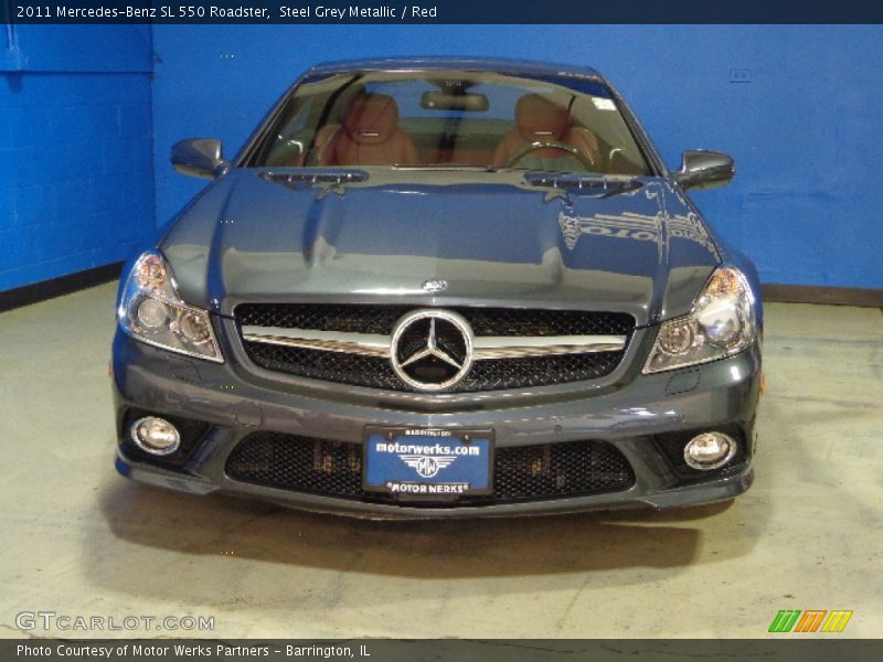 Steel Grey Metallic / Red 2011 Mercedes-Benz SL 550 Roadster