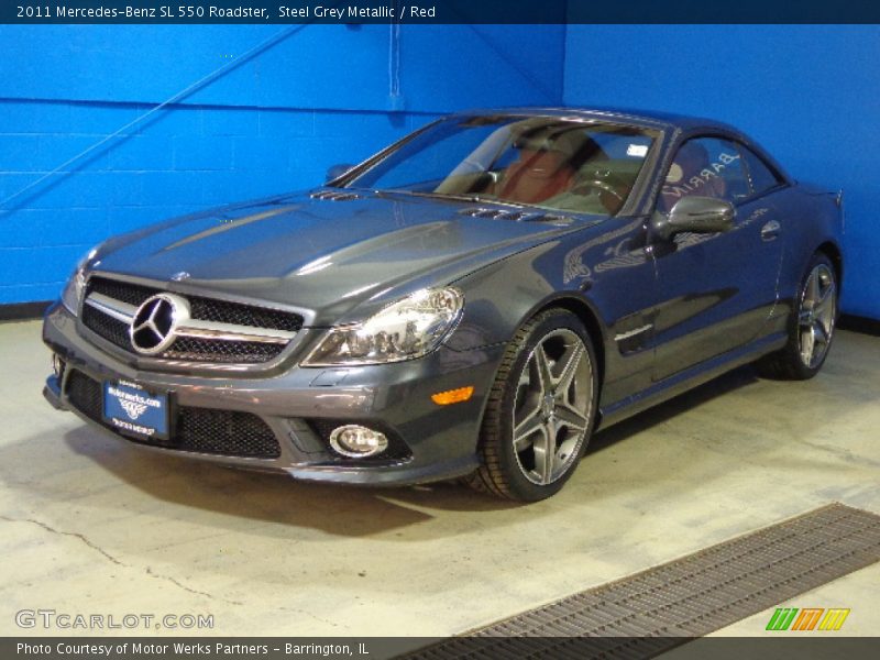 Steel Grey Metallic / Red 2011 Mercedes-Benz SL 550 Roadster