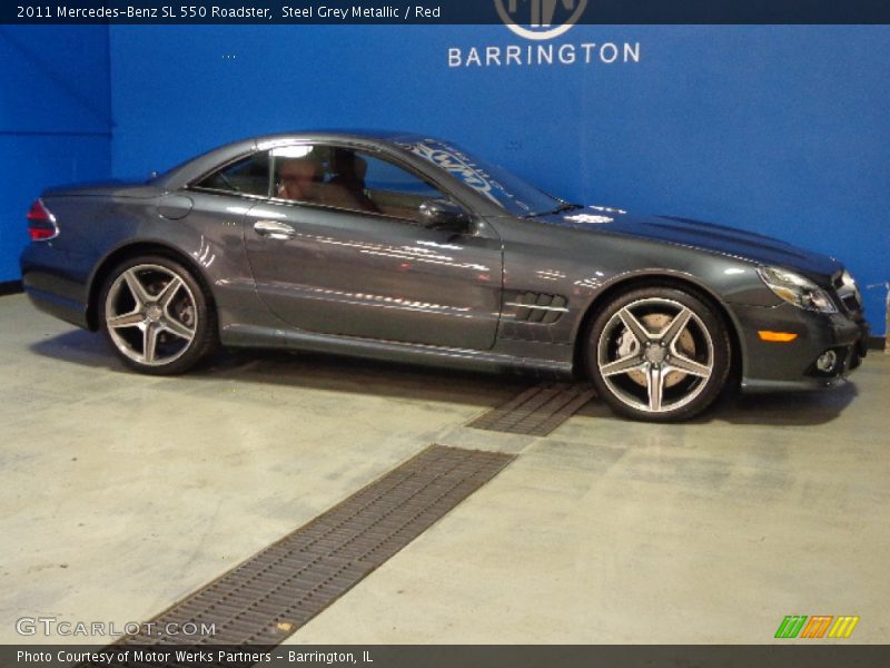 Steel Grey Metallic / Red 2011 Mercedes-Benz SL 550 Roadster