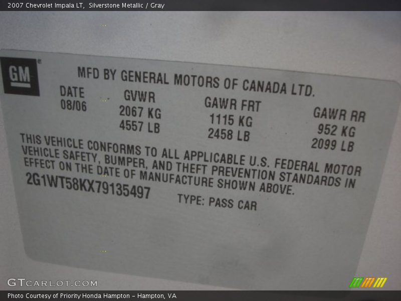 Silverstone Metallic / Gray 2007 Chevrolet Impala LT