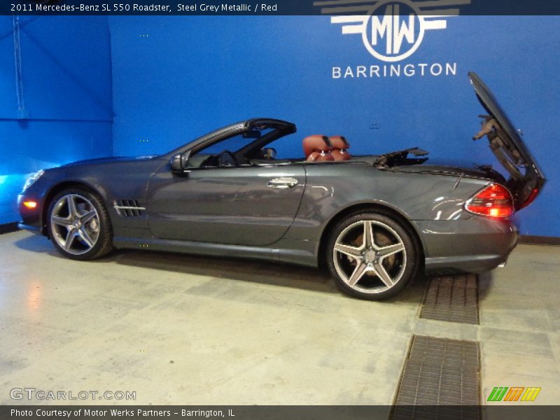 Steel Grey Metallic / Red 2011 Mercedes-Benz SL 550 Roadster