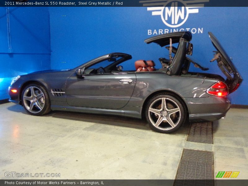 Steel Grey Metallic / Red 2011 Mercedes-Benz SL 550 Roadster
