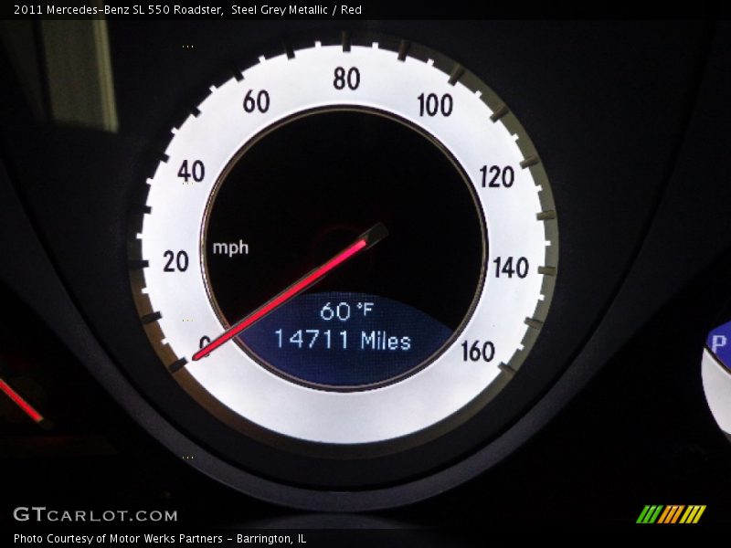 Steel Grey Metallic / Red 2011 Mercedes-Benz SL 550 Roadster