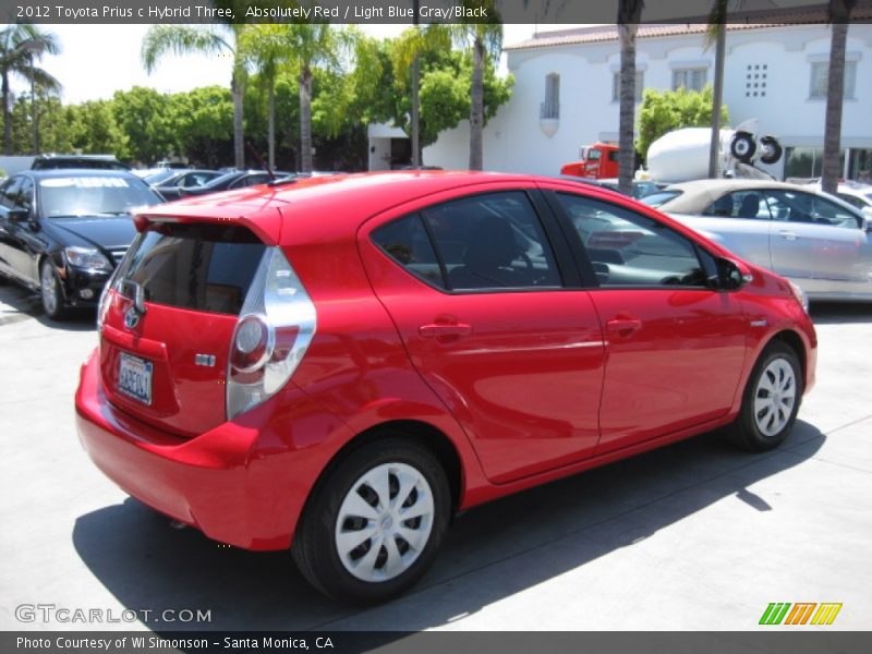 Absolutely Red / Light Blue Gray/Black 2012 Toyota Prius c Hybrid Three