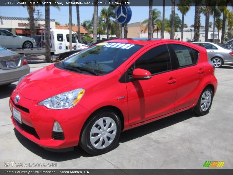 Absolutely Red / Light Blue Gray/Black 2012 Toyota Prius c Hybrid Three