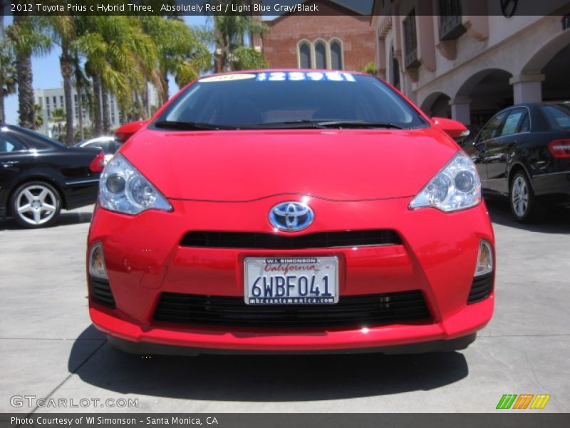 Absolutely Red / Light Blue Gray/Black 2012 Toyota Prius c Hybrid Three