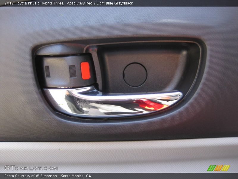 Absolutely Red / Light Blue Gray/Black 2012 Toyota Prius c Hybrid Three