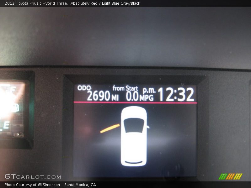Absolutely Red / Light Blue Gray/Black 2012 Toyota Prius c Hybrid Three