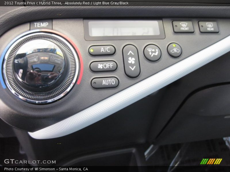 Absolutely Red / Light Blue Gray/Black 2012 Toyota Prius c Hybrid Three