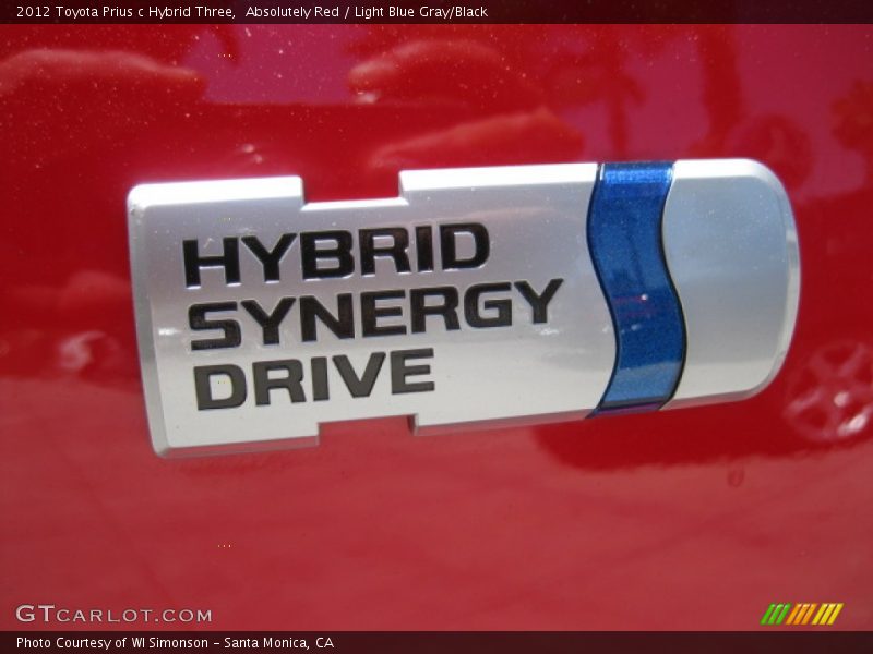 Absolutely Red / Light Blue Gray/Black 2012 Toyota Prius c Hybrid Three