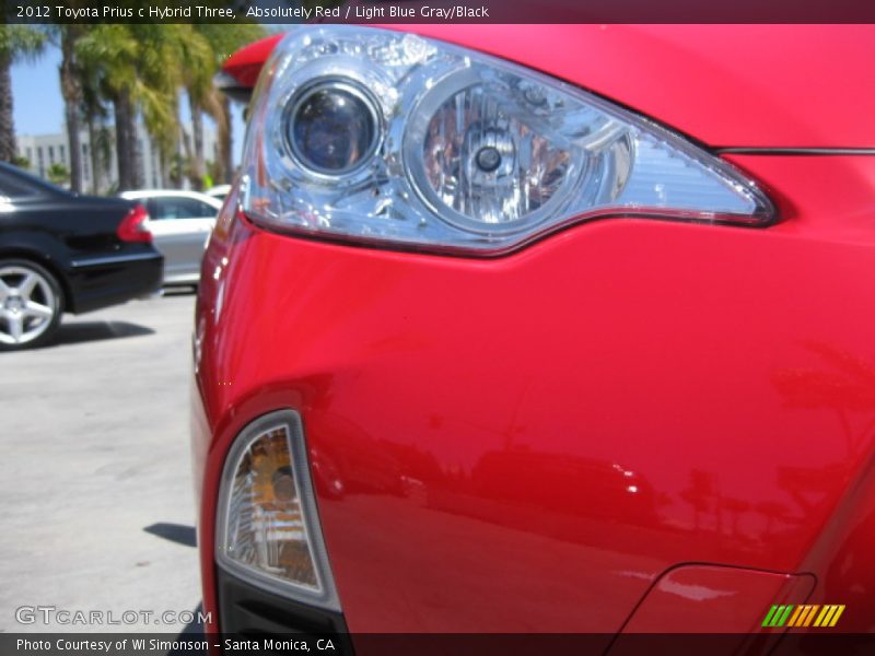 Absolutely Red / Light Blue Gray/Black 2012 Toyota Prius c Hybrid Three