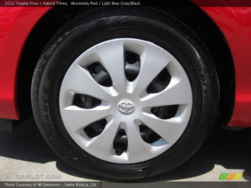 Absolutely Red / Light Blue Gray/Black 2012 Toyota Prius c Hybrid Three