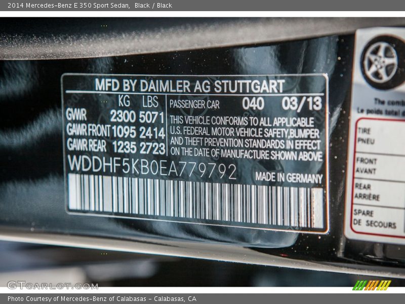 2014 E 350 Sport Sedan Black Color Code 040